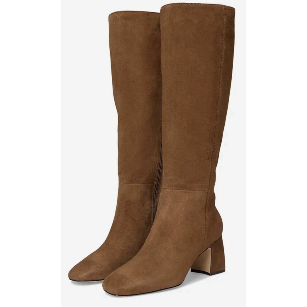 Cole Haan Georgette OTK Tall Suede Boots 9B Spiced Brown Block Heel Stretch NEW